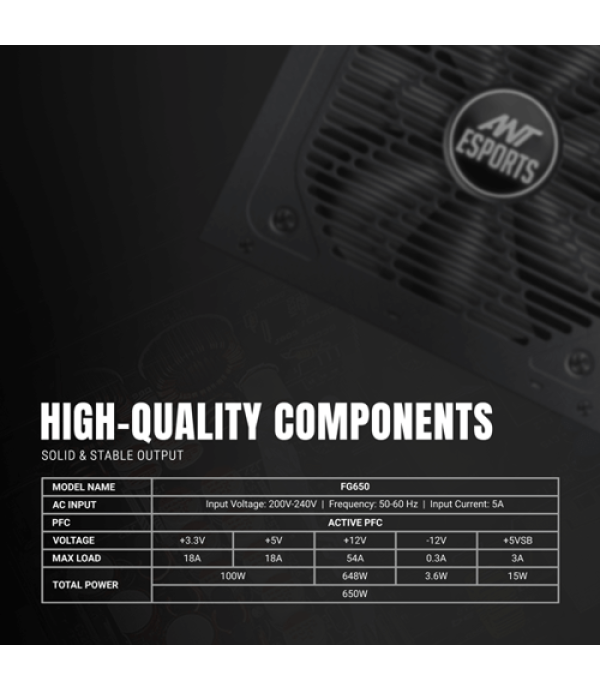 Ant Esports FG650 V2 650 Watt Fully Modular Smps