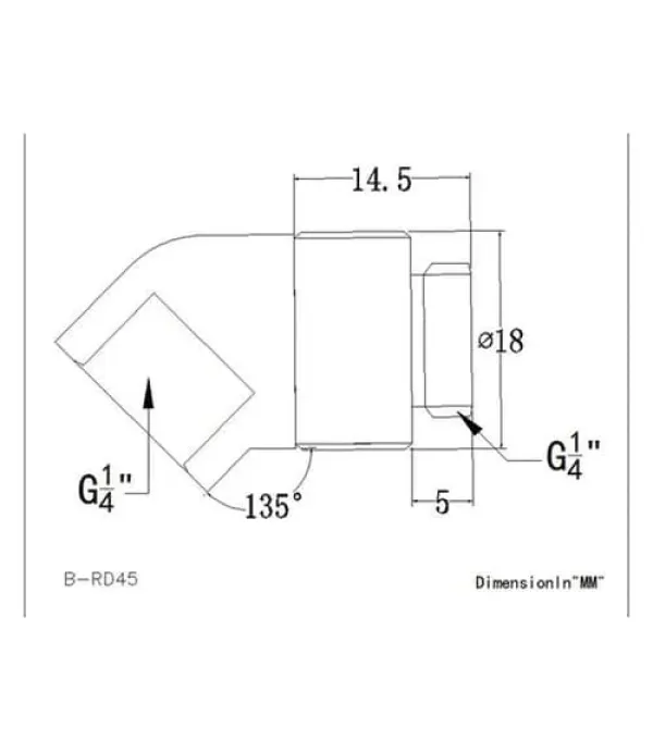 Bykski 45° Rotary Elbow Fitting Male to Female - Silver (B-RD45-X-SNB)