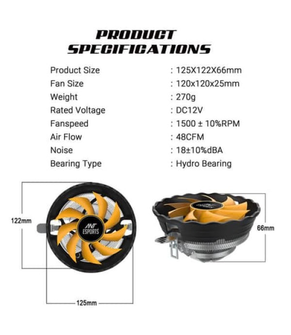 Ant Esports ICE-C120 120mm CPU Air Cooler