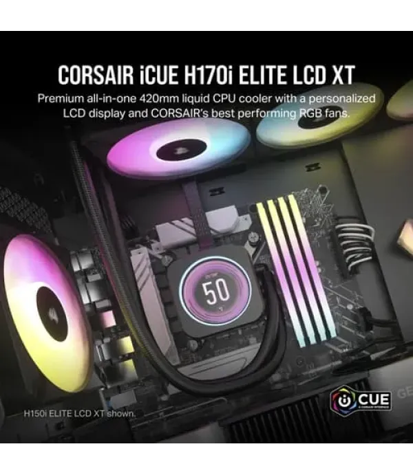Corsair iCUE H170i Elite LCD XT Display 420mm CPU Liquid Cooler (Black)