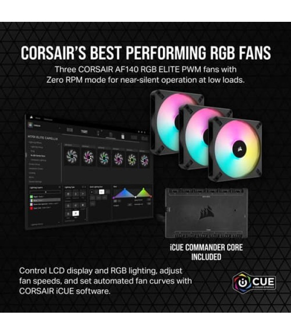 Corsair iCUE H170i Elite LCD XT Display 420mm CPU Liquid Cooler (Black)