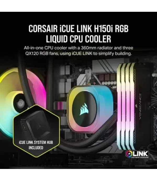 Corsair iCUE Link H170i LCD RGB 420mm CPU Liquid Cooler (Black)