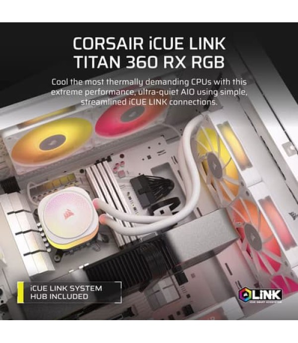 Corsair iCUE Link Titan 360 RX RGB 360mm CPU Liquid Cooler (White)